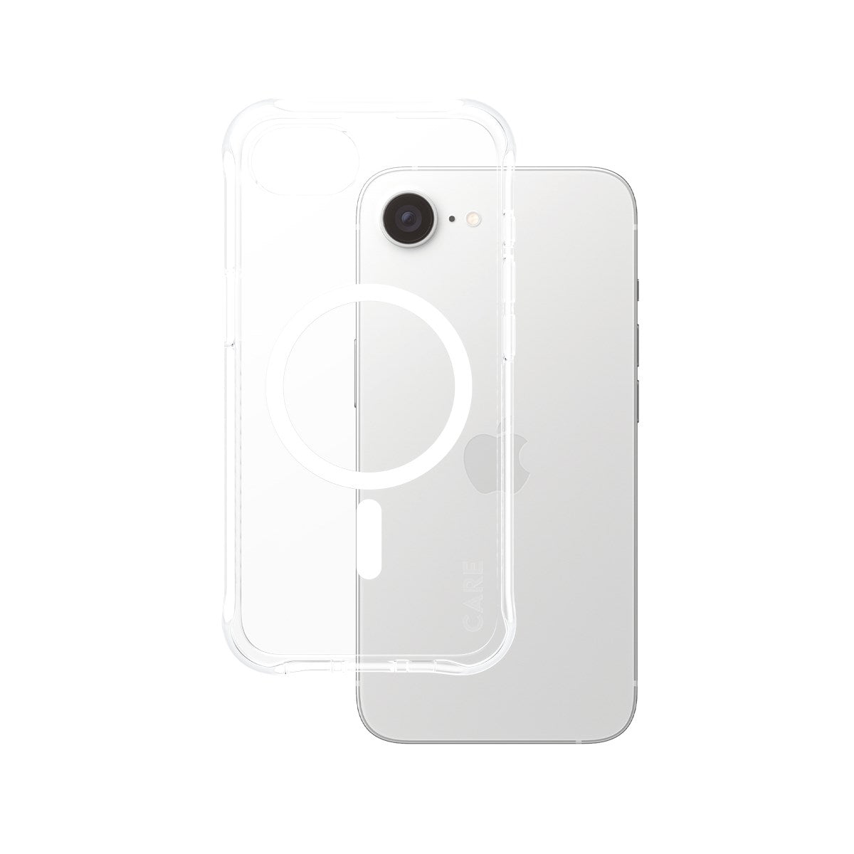 CARE by PanzerGlass® Samba Case Transparent w. White Qi Compatible iPhone 16e
